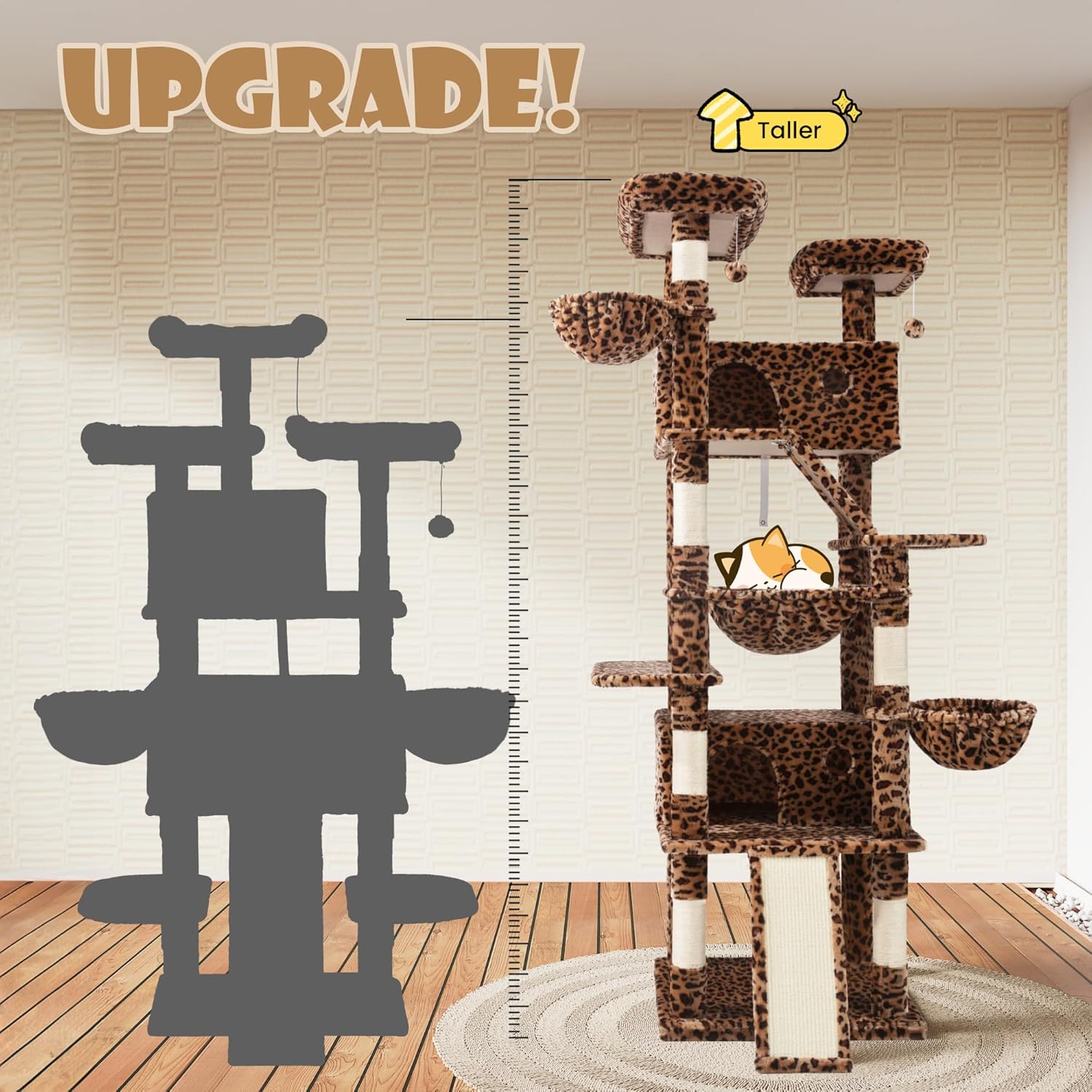 81" Multi-Level Cat Tree with Hammock, Scratching Posts & Cozy Perches – Perfect for Large Cats (Available in Multiple Colors)