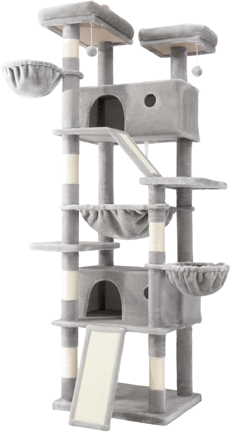 81" Multi-Level Cat Tree with Hammock, Scratching Posts & Cozy Perches – Perfect for Large Cats (Available in Multiple Colors)