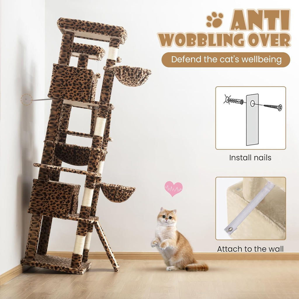 81" Multi-Level Cat Tree with Hammock, Scratching Posts & Cozy Perches – Perfect for Large Cats (Available in Multiple Colors)
