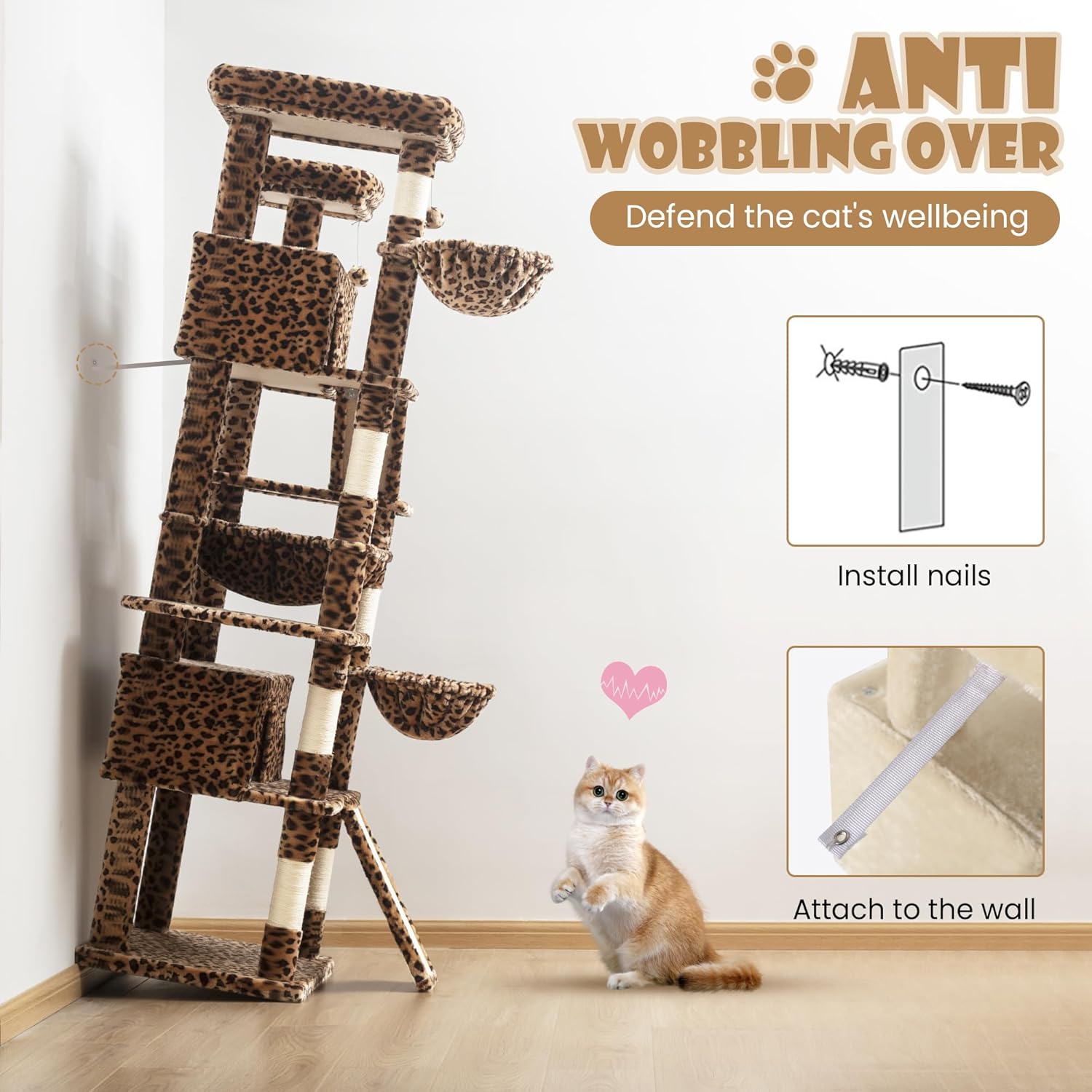 81" Multi-Level Cat Tree with Hammock, Scratching Posts & Cozy Perches – Perfect for Large Cats (Available in Multiple Colors)