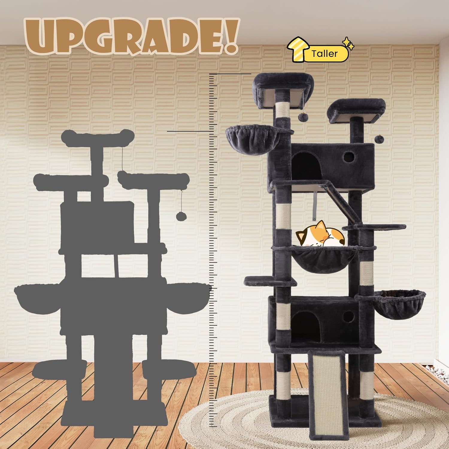 81" Multi-Level Cat Tree with Hammock, Scratching Posts & Cozy Perches – Perfect for Large Cats (Available in Multiple Colors)