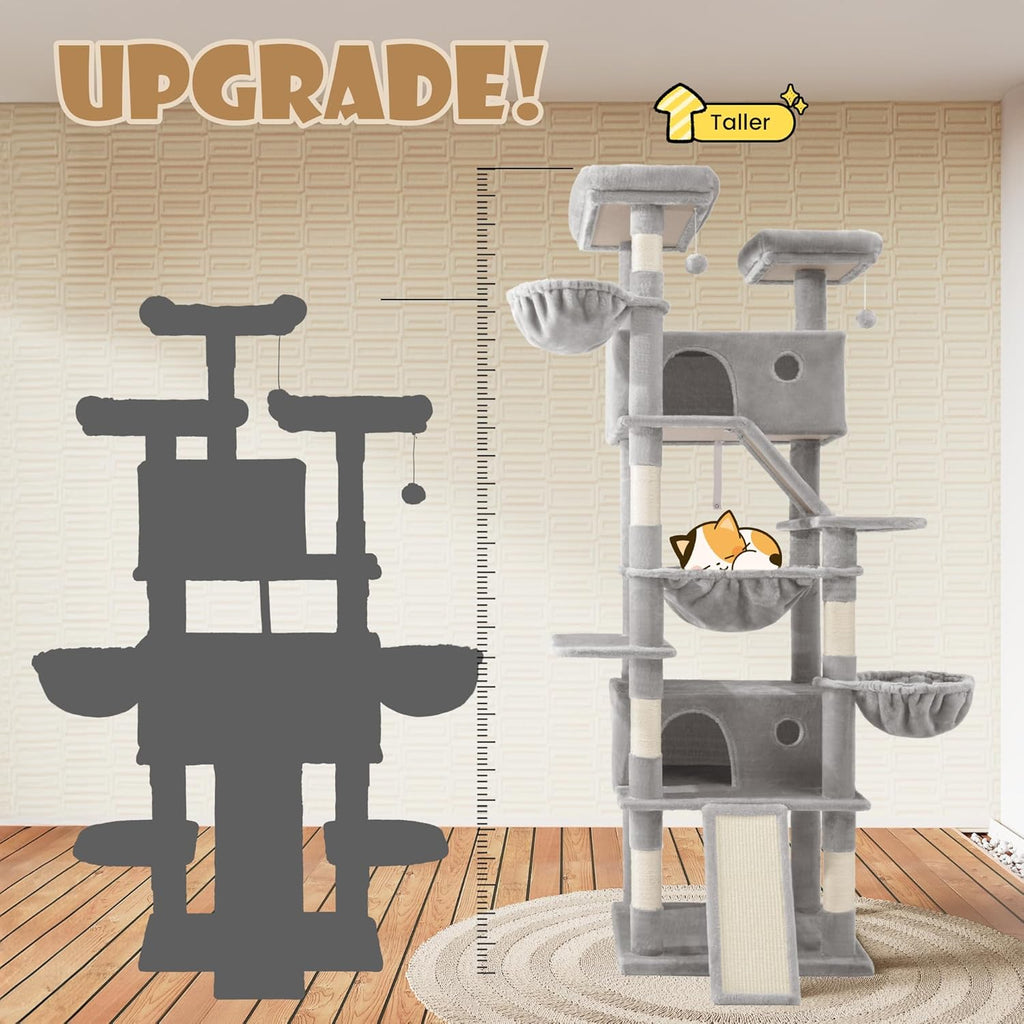 81" Multi-Level Cat Tree with Hammock, Scratching Posts & Cozy Perches – Perfect for Large Cats (Available in Multiple Colors)