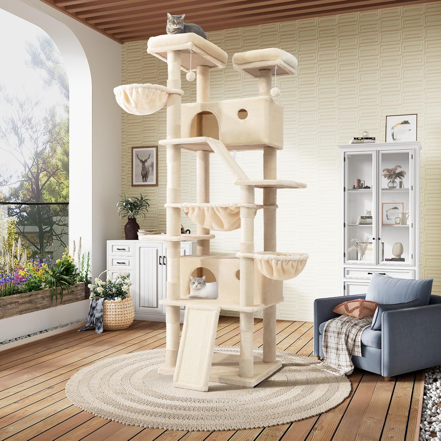 81" Multi-Level Cat Tree with Hammock, Scratching Posts & Cozy Perches – Perfect for Large Cats (Available in Multiple Colors)